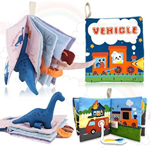 Richgv Soft Baby Books 0-3-6-12 Months,2 Packs Interactive 3D Baby Cloth Books, Newborn Toys Gifts, Touch and Feel Crinkle Books, My First Fabric Quiet Book Fabric Quiet Book