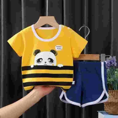 NAISIBABY Boys Girls Outfits, Casual Short Sleeve Shorts Cute Prints Summer Sets Yellow 5-6 T