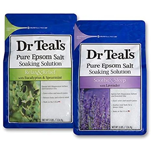 Dr Teal's Epsom Salt Bath Soaking Solution, Eucalyptus and Lavender, 2 Count, 3lb Bags - 6lbs Total - 3 Pound (Pack of 2)