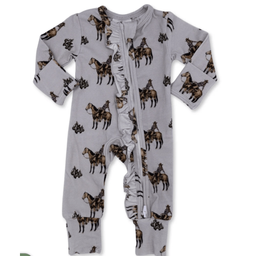 Cowgirls & Cactus -Ruffled- Folding Feet Jammies – Cowkid Clothing Company