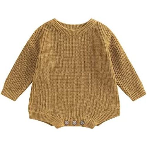 woshilaocai Baby Boy Girl Sweater Oversized Long Sleeve Romper Warm Crewneck Bodysuit Knitted Winter Clothes