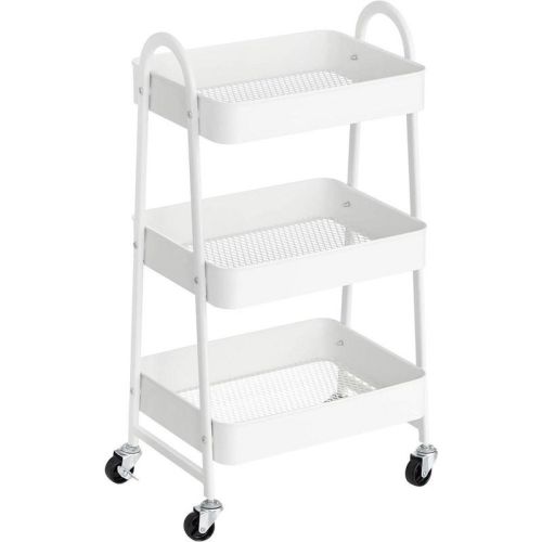 Songmics 3-tier Rolling Cart Metal Storage Cart White