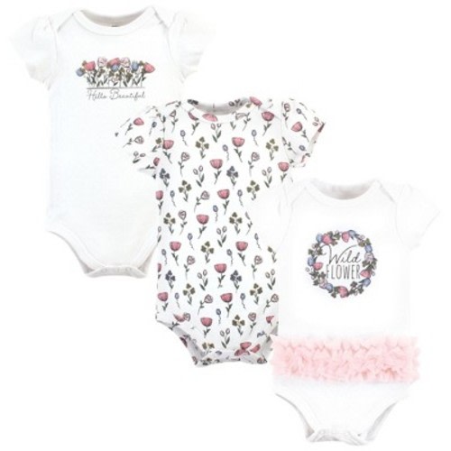 Hudson Baby Girls Cotton Bodysuits, Wild Flower Tutu, 0-3 Months