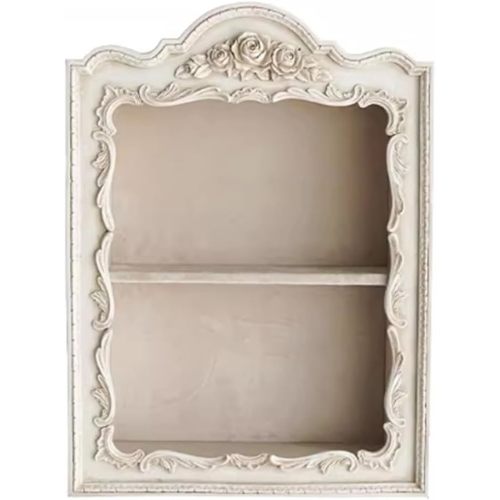 Resin Floating Shelf, Retro Wall Mounted Shelves, Wall Mounted Decorative Display Wall Organizer, Retro Hollow Flower Carving Wall Storage Shelves for Living Room, Bedroom(White)