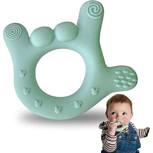 I Love You Silicone Hand Teether by Sawyer Bear Baby Gear, Teethers for Babies 3-6 Months, Soft Teething Toys 6-12 Months bpa Free, Massaging Teething Relief (Light Green)