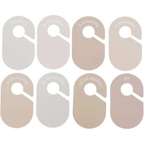 3 Sprouts Baby & Toddler Hanger Closet Dividers Set of 8 - Durable Baby Clothes Organizer, Nursery Closet Organization for Baby Clothing by Size or Age from Infant to Toddler Boy & Girl - Neutral