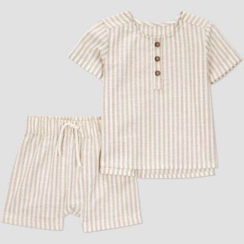 Carter's Just One You®️ Baby Boys' Striped Top & Bottom Set - Brown Newborn
