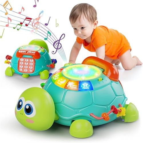 Baby Toys 6 to 12 Months, Tummy Time Toy for 12-18 Months, Musical Turtle Crawling Toys with Light & Sound, Birthday Gift Early Educational Toy for Baby Infant 6 7 8 9 10 Months 1 2 Year Old