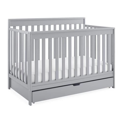 Delta Children Mercer 6-in-1 Convertible Crib with Storage Trundle, Greenguard Gold Certified, Grey