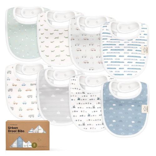 8-Pack Organic Baby Bibs for Boys, Girls - Soft Cotton Drooling and Teething Bibs for Baby Girl & Boy, Extra Absorbent, Easy To Clean & Put On for Toddler, Newborn, Infant 0-24 Months (Vessels)