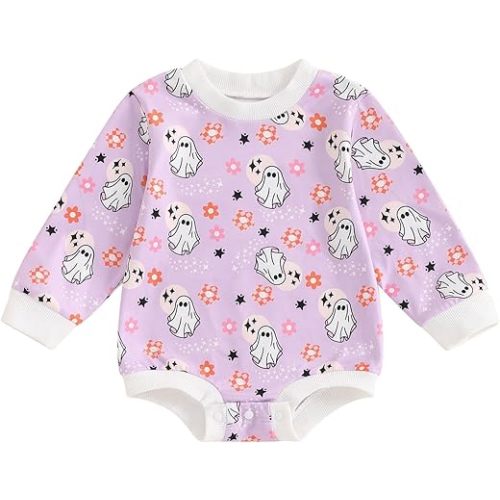 Halloween Newborn Baby Girl Outfit Pumpkin Sweatshirt Romper Long Sleeve Onesie Jumpsuit Infant Fall Winter Clothes