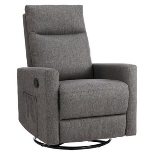 Bestier Recliner Chair, 360 Swivel Rocker Chair for Adults, Upholstered Glider Rocker Recliners with High Back, Nursery Chairs for Living Room, Grey