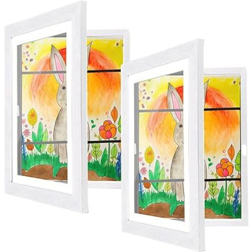 [2-Pack] Kids Artwork Frames Changeable, 8.5 x 11-IN Frames for Kids Artwork, Front Opening Picture Frames, Home Decor, Up to 150 Pcs of Kids Art Frame, Craft Storage, Hanging Wall Decor, Art