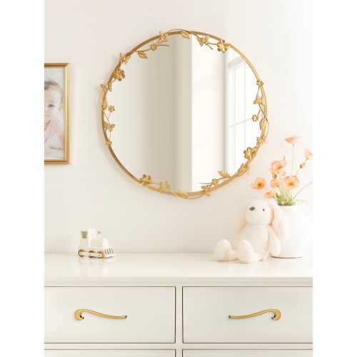 Kate and Laurel Rosella Floral Wall Mirror Metal