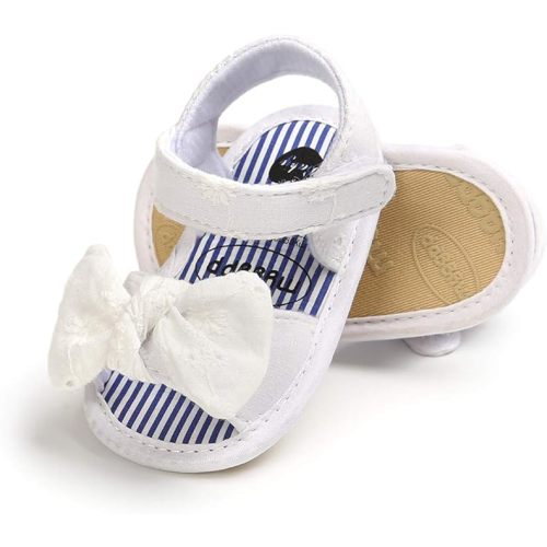 COSANKIM Infant Baby Girls Summer Sandals with Flower Soft Sole Newborn Toddler First Walker Crib Dress Shoes
