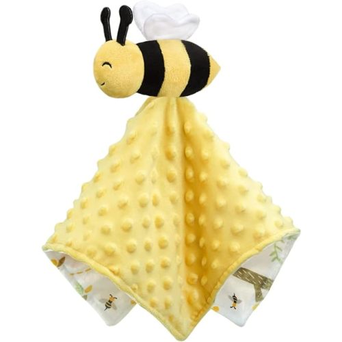 BORITAR Baby Security Blanket Soft Baby Lovey Unisex Lovey Shower Gifts for Newborn Boys and Girls Snuggle Toy Bee Stuffed Animal Yellow 14 Inch