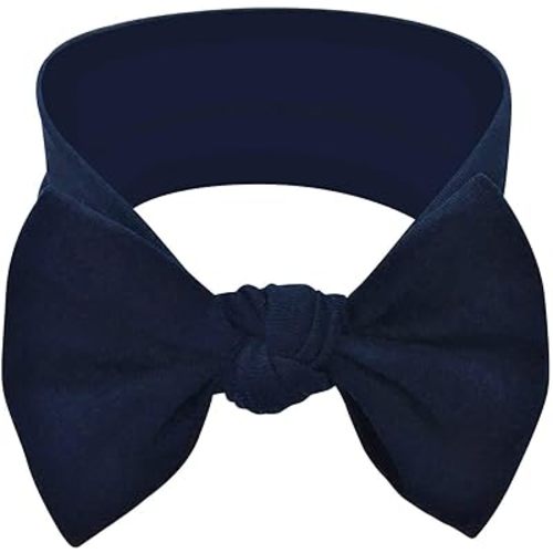 Baby Girl Headbands-Infant,Toddler Cotton Handmade Hairbands with Bows Child Hair Accessories (Dark Navy Blue)