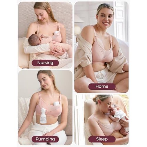 Momcozy Mesh Support Pumping Bra Hands Free Suitable for 36C-44G, Comfortable Plus Size Pumping and Nursing Bra in One