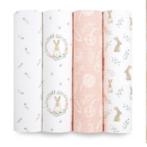 Blushing Bunnies Cotton Muslin Swaddles 4pk | aden + anais