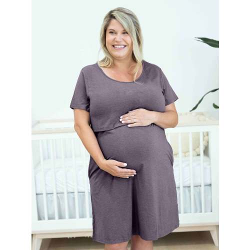 Eleanora Bamboo Maternity & Nursing Dress | Navy Heather - Kindred Bravely