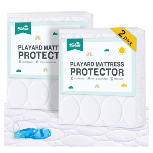 Pack and Play Mattress Pad Sheets Waterproof 2 Pack, Quilted Pack and Play Mattress Protector Cover Fitted Fits for Graco Pack n Play Playard Mattress/Playpen Mattress, White, 39" x 27"