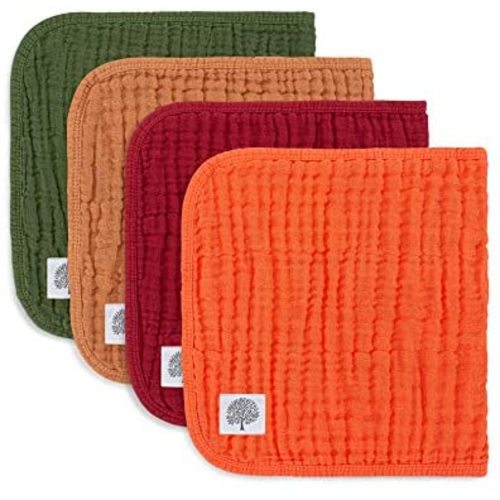 Parker Baby Muslin Cotton Burp Cloths - 4 Pack Large Cotton Burping Clothes for Boys, Girls, Unisex - Estes Set