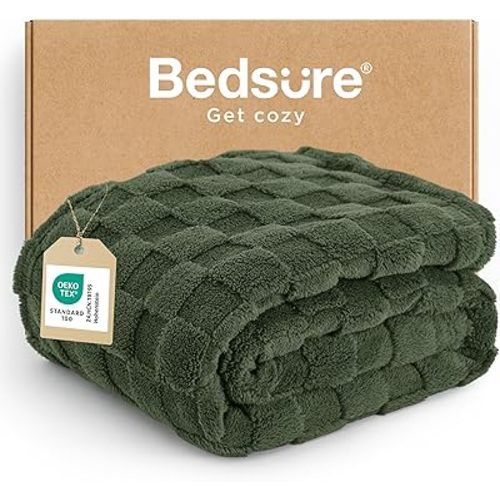 Bedsure GentleSoft Dark Green Throw Blanket for Couch - Super Soft Cozy Blankets Gifts for Women Men Girls, Cute Small Fleece Throws for Bedroom Home Decor, 50x70 Inches