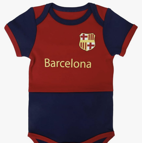 IDONEKER Newborn Barcelona Onesie Boys Girls Short And Long-Sleeve Baby Clothing | Unique Infant Team Soccer Bodysuits