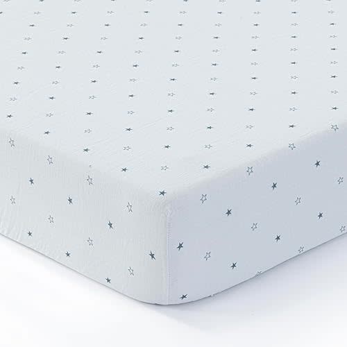 Dreamology- Baby Crib Sheets | Super Soft, Breathable 1-Pack for Boys and Girls | 100% Cotton Muslin Crib Sheets for Standard Cribs and Toddler Beds (28"x52") | Stars