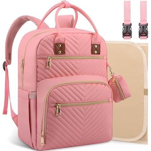 Baby Diaper Bag Backpack, Travel Diaper Bags for Baby Girl Boy Large Capacity Baby Bag Backpack for Women Light Pink