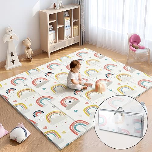 Foldable Baby Play Mat for Floor, 79x71 Extra Large Play Mat, Kids Non Toxic Foam Thick Play Mat for Baby, Waterproof & Anti-Slip Baby Crawling Mat, Folding Play Mats for Babies and Toddlers