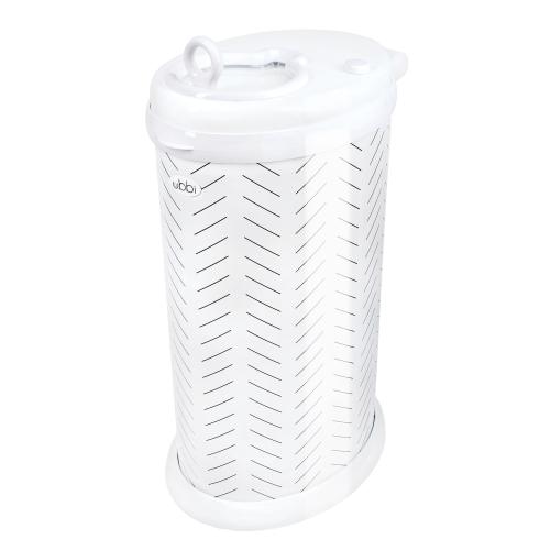 Ubbi Stainless Steel Diaper Pail, Odor Locking, No Special Bag Required, Award-Winning, Registry Must-Have, Herringbone