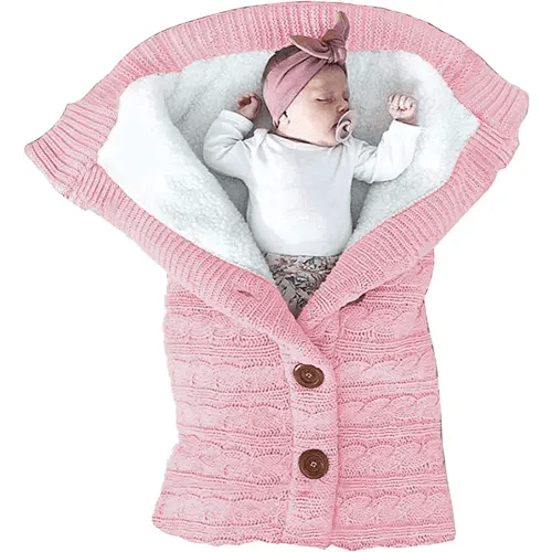 XMWEALTHY Unisex Infant Swaddle Blankets Soft Thick Fleece Knit Baby Girls Boys Stroller Wraps Newborn Baby Accessory Light Pink