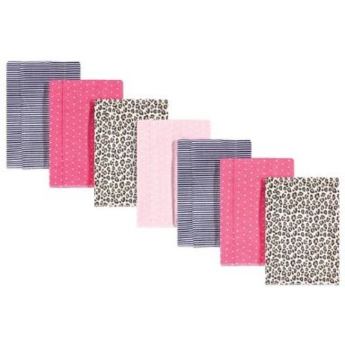 Hudson Baby Infant Girl Cotton Flannel Burp Cloths 7pk, Leopard, One Size
