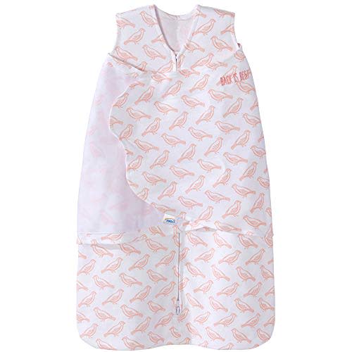 HALO 100% Cotton Sleepsack Swaddle, 3-Way Adjustable Wearable Blanket, TOG 1.5, Birdie Blush, Small, 3-6 Months