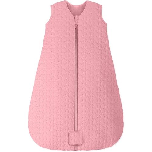 Baby Sleep Sack 6-12 Months TOG 2.5 Winter Baby Wearable Blanket, 100% Cotton Fabric Newborn Infant Sleeping Sack 2-Way Zipper Quilted Baby Sleep Bag, Warm Soft Bean Paste