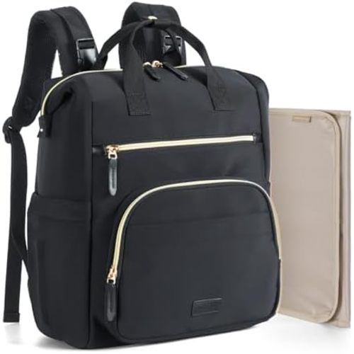 mommore Neoprene Diaper Bag Backpack Small Lightweight Baby Diaper Bags Water Resistant Diaper Backpack for Boys Girls Newborn with Changing Pad, Stroller Straps