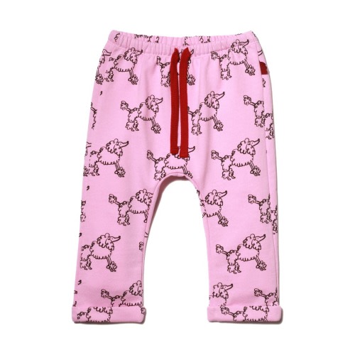 Poodle Print Drawstring Waist Pants, 3-6M