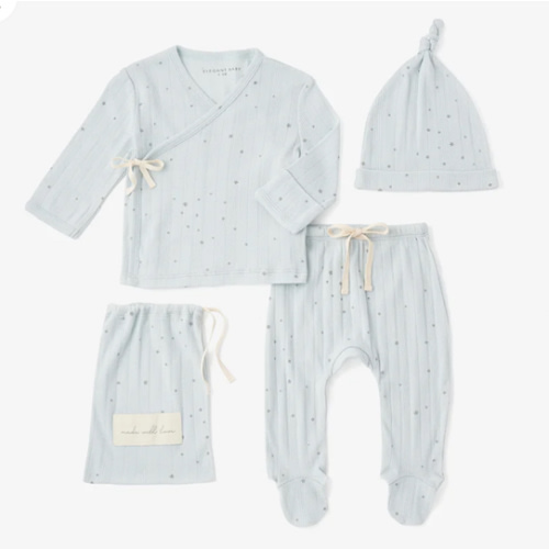 Blue Celestial Organic Cotton Ribbed Layette Set