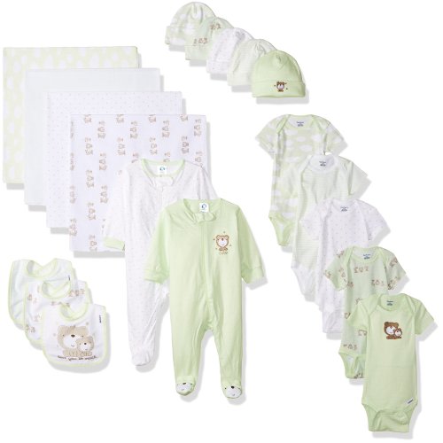 Gerber Baby Unisex' 19 Piece Baby Essentials Gift Set, Teddy, Newborn
