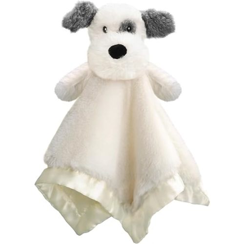Dog Baby Security Blanket Soft Unisex Lovey Stuffed Animal with Satin Backing for Toddler Infant Newborn Boys and Girls, Lovely Puppy Snuggle Toy, White 13.5 Inch