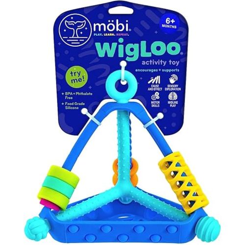 Mobi Wigloo Activity Toy - Montessori Toys for Babies 6-12 Months and Up, Sensory Toys for Babies & Toddlers, Teething Toy Made with Food Grade Silicone, BPA and Phthalate Free - Pack of 1