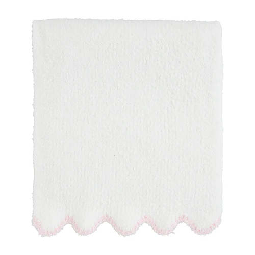 Chenille Blanket Scallop Pink