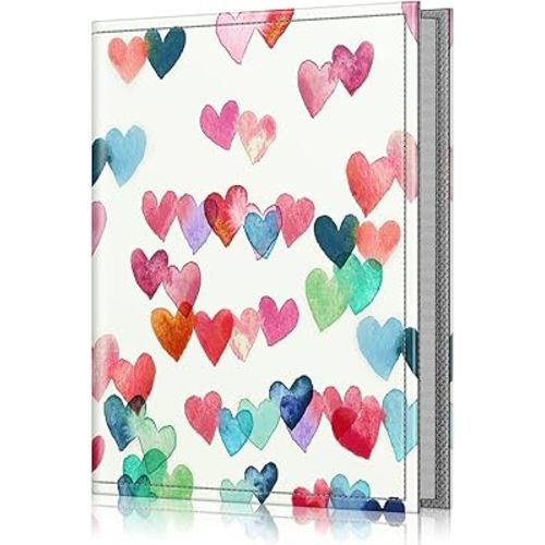 Fintie Photo Album 4x6 Photos - 52 Photos Small Mini Capacity Premium Vegan Leather Cover , Portable Wallet Photo Album for Family Wedding Boys Girls, Raining Hearts