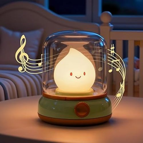 Smiley Lamp with Nature Noise, Cute Night Light & Candlelight, USB-C Rechargeable, Dimming, Fun Gifts for Adult Kids Teens