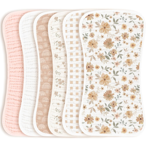 Amazon.com: Konssy Muslin Baby Burp Cloths Sets for Unisex- 6 Pack Large 100% Cotton Burping Clothes for Newborn, Baby Girls and Boys : Baby