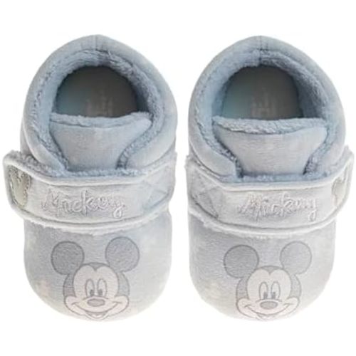 Disney Mickey, Minnie and Winnie the Pooh Baby Booties - Soft Plush Crib Shoes with Strap - Cozy Infant Slippers for Newborns and Babies (Size2,3,4 Infant)