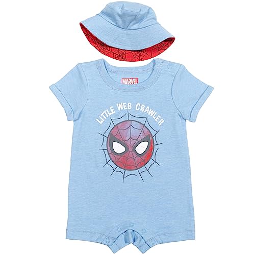 Marvel Spider-Man Baby Romper and Bucket Sun Hat Newborn to Infant