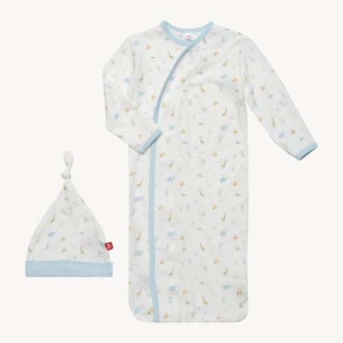 blue little bitty pretty one modal magnetic cozy sleeper gown + hat se – Magnetic Me