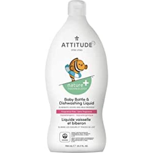Amazon.com: ATTITUDE Liquid Dish Soap for Baby Products, Tough on Milk Residue, Hypoallergenic Plant- and Mineral-Based Formula, Vegan and Cruelty-free Detergent, Unscented, 23.7 Fl Oz : Health & Household